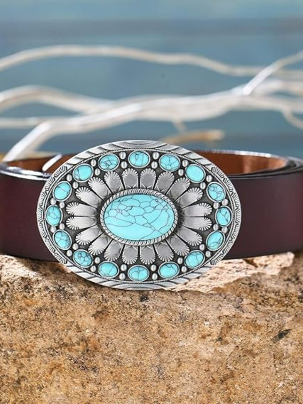 New Turquoise American Belt Buckle Men Women Western Cowboy Cowgirl Boho Oval